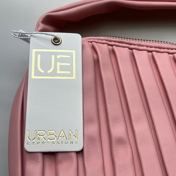 Urban Expressions pink pleated purse cross body chain vegan leather - Picture 4 of 5